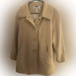 Vintage Mark Reed Wool Blend Pea Coat, Tan, Size 10P